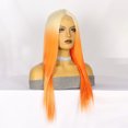 thumbnail image 5 of EWASON Human Hair Wigs,Color Mixing Colors Straight Long Hair Wig Synthetic Cosplay Daily Party Wig For Women,Orange, 5 of 8