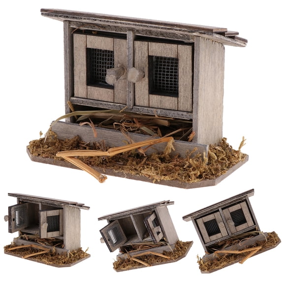 SPRING PARK 1/12 Doll House Wooden Simulation Chicken Coops Miniature Landscape Decoration