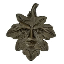 Zeckos Bronze Finish Cast Iron Leaf Face Door Knocker - Artistic Entry Decor