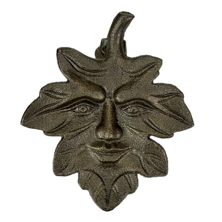 Zeckos Bronze Finish Cast Iron Leaf Face Door Knocker - Artistic Entry Decor