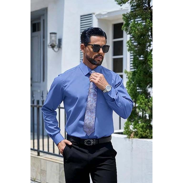 men's dress shirts for wedding Shirt Solid Slim Fit Non Irony Prom Business  MOGU SUIT and ivory Wedding & Party Shop |