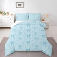 thumbnail image 3 of Homewish Blue Cartoon Bow-tie Queen Comforter Set for Teens, Kawaii Stars Print Bedding Sets, Dreamy Princess Style Reversible Bedding Comforter Set, Breathable Home Decor, 3 Pieces, 3 of 8
