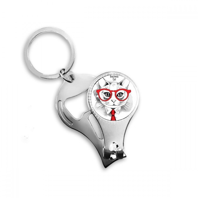 Bussiness Cat cabeza proteger animal mascota amante Cortador de clavos Anillo Llavero Abrebotellas Clipper