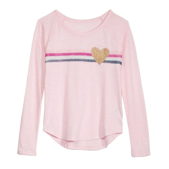 Epic Threads Big Girls Striped Heart T-Shirts, Pink, Large