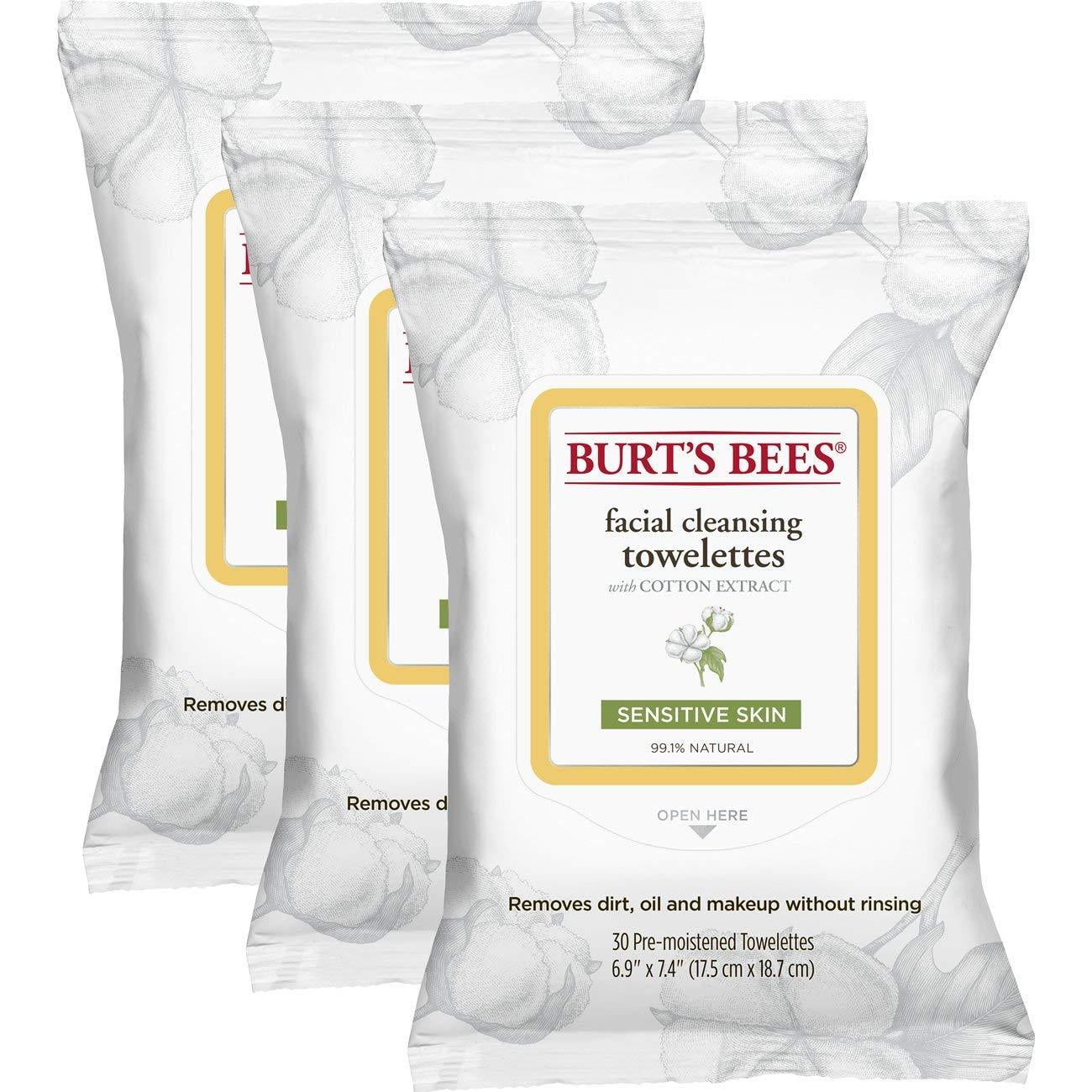 Burt's Bees Sensitive Facial Cleansing Towelettes with Cotton Extract