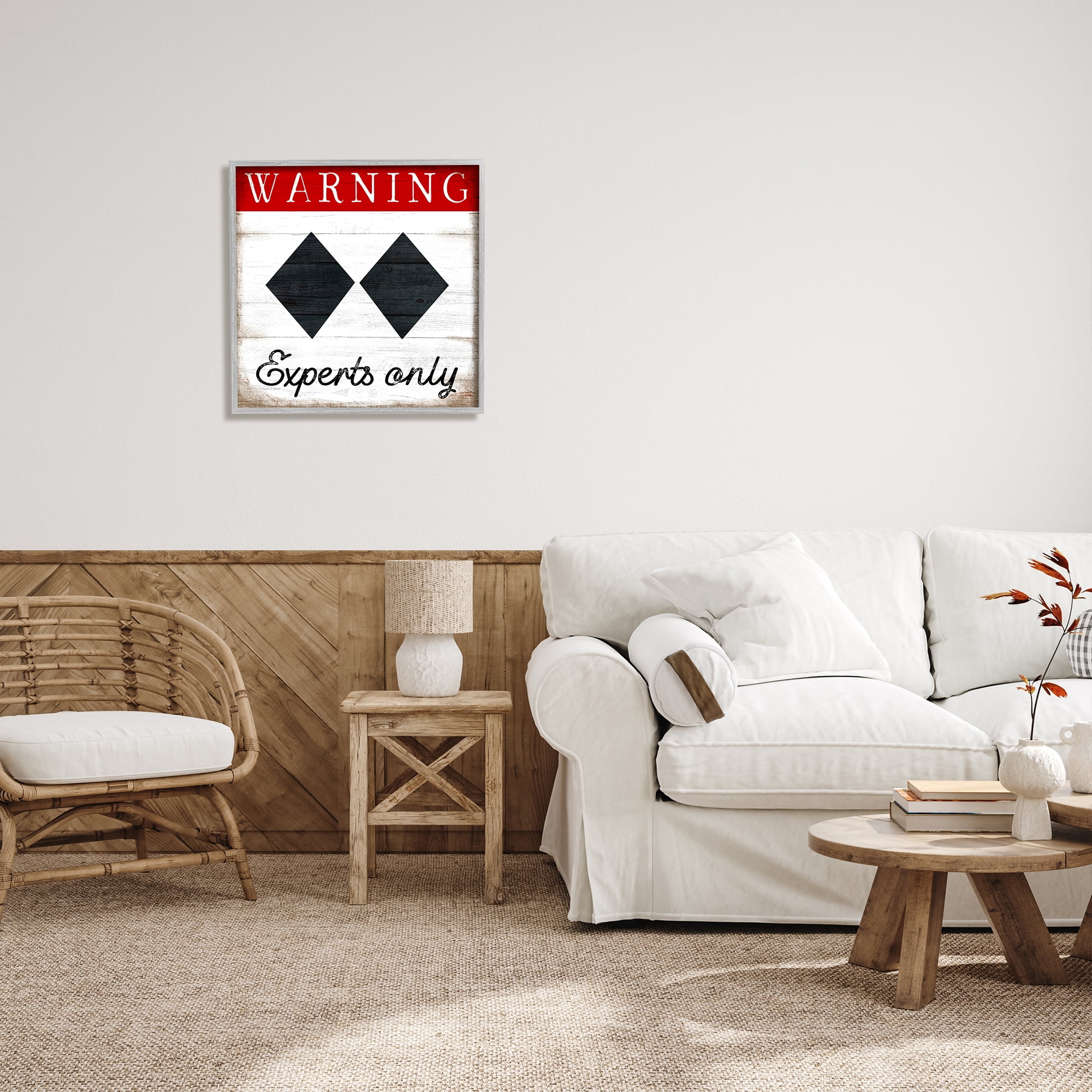 Stupell Industries Warning Experts Only Double Black Diamond Rustic Sign, 24 x 24, Design by Elizabeth Tyndall