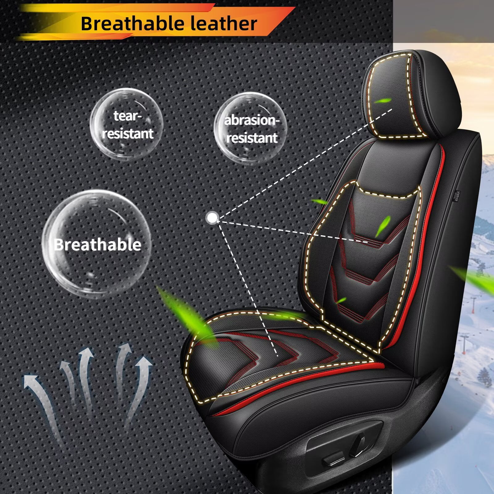 DIKSOAKR 2 Front Seat Car Seat Covers Fit for Buick LaCrosse 2008-2019: Auto Interior Accessories, Waterproof Faux Leather Vehical Car Seat Cushions Cover（Black&Red,2 PCS Front Only）