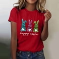 thumbnail image 5 of Short Sleeve T-Shirts for Women Easter Day Holiday Outfits Plus Size Cute Bunny Rabbit Animal Floral Print Tops (L, Wine 01), 5 of 6