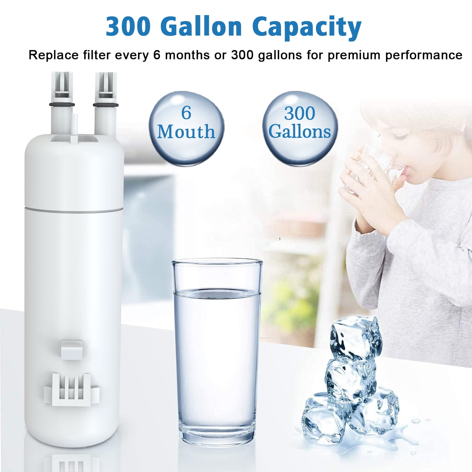 EDR1RXD1 Water Filter 1 Compatible with W10295370A W10295370 EDR1RXD1B 46-9081 46/9930 P5WB2L P8RFWB2L P8WB2L P4RFWB EDRD101G1W, 2-Pack