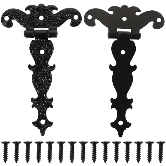 FRCOLOR Matériel de Volet 2 Pcs Charnière de Cabane en Bois Robuste Charnière de Portail de Clôture Rétro Matériel de Porte de Cabane Extérieure, 4.41"X2.72"X0.2"