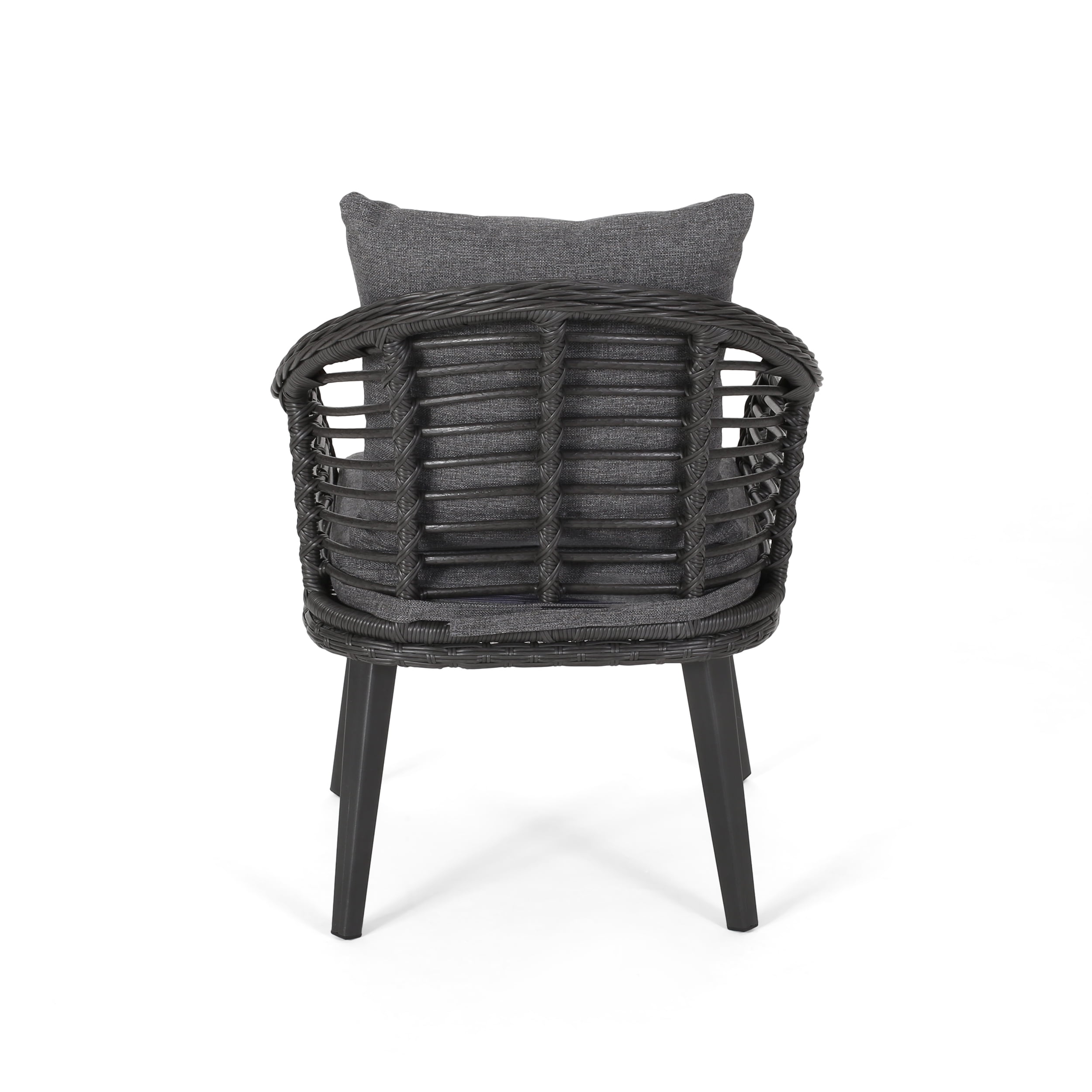 Tia Outdoor Wicker Club Chairs with Cushions, Set of 2, Gray and Dark Gray