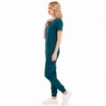 thumbnail image 6 of Xfvqtps Scrub Set for Women Solid Color V-Neck Stretch Scrub Top Elastic Waist Jogger Scrub Pants with Pocket Short Sleeve Working Nursing Uniforms Set Dark Blue, 6 of 10
