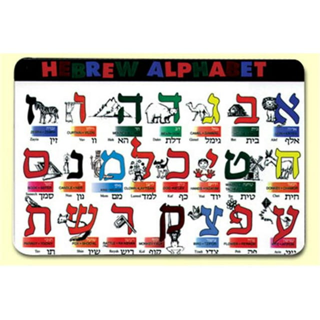 Painless Learning HEB-1 Napperon Alphabet Hébreu - Lot de 4