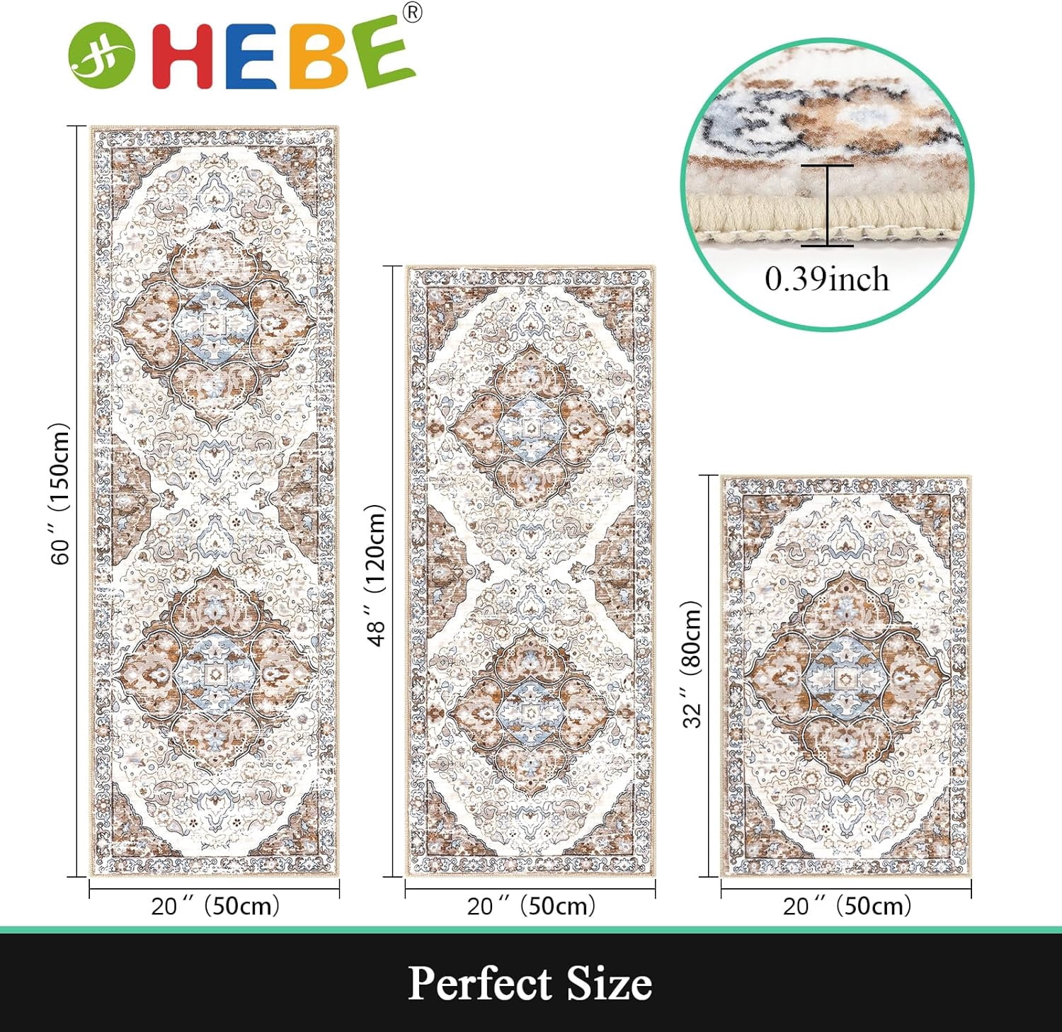 Farmhouse Kitchen Rugs Sets of 3 Non Slip Washable Kitchen Rugs and Mats Boho Kitchen Mats for Floor Kitchen Runner Rug Kitchen Carpet Rug Runner for Hallways Kitchen Laundry