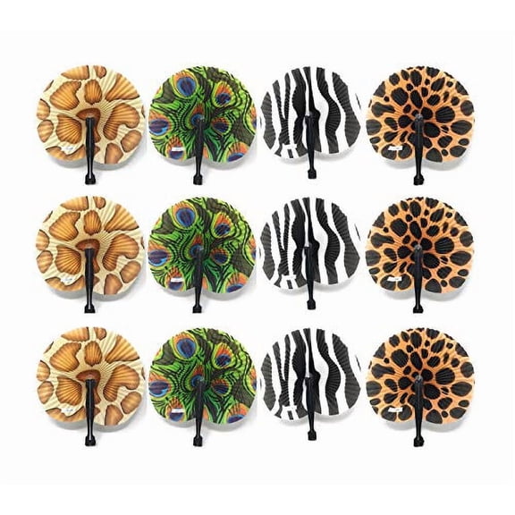 Us Toys Safari Paper Folding Fan, 2-Pack of 12