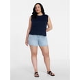 thumbnail image 2 of Time and Tru Women's High Rise Denim Shorts, 5" Inseam, Sizes 0-20, 2 of 6