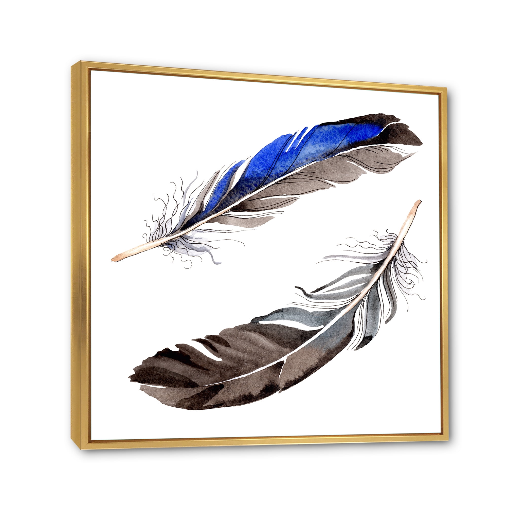 Designart 'Colourful Boho Art Feathers III' Bohemian & Eclectic Framed Canvas Wall Art Print