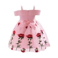 thumbnail image 4 of Karoyedx Toddler Party Dress Flower Girls Spaghetti Strap Tulle Dress Long A Line Wedding Pageant Dresses Princess Birthday Party Ball Gown Pink Size,5-6 Years, 4 of 4