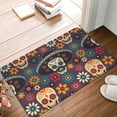 thumbnail image 5 of Fotbe Extra Durable Door Mat - Dirt Trapping Outdoor Welcome Mats - Non-Slip Outdoor Door Mats - Low Profile Front Door Mat - Indoor (16" x 24", Skulls and Flowers ), 5 of 9