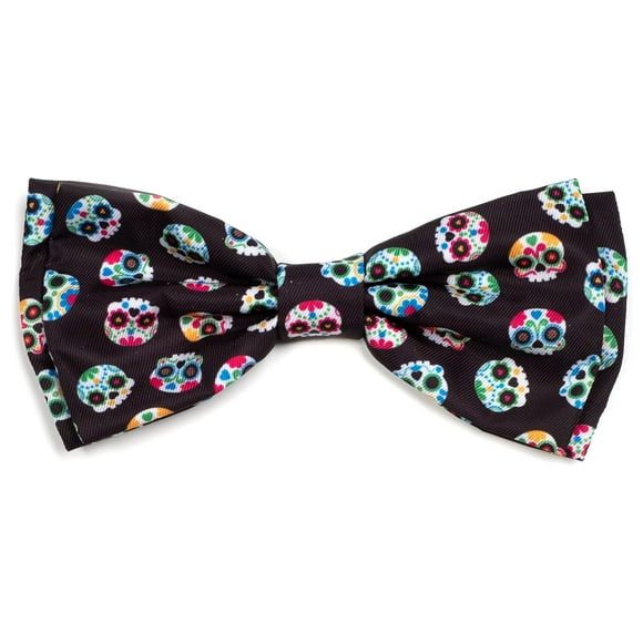 The Worthy Dog Day of The Dead Skeletons Skulls Preppy Comfortable Casual Bow Tie Accessory-Fits Large Cats and Dogs