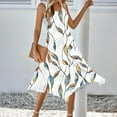 thumbnail image 3 of JTZGDY Women's Casual Summer Dress Retro Floral Printed Sleeveless Sundress Hankerchief Hem Midi Tank Dresses Loose Flowy Crewneck Beach Dress with Pockets White#03 M, 3 of 7