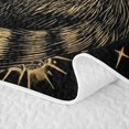 thumbnail image 5 of Castle Fairy Kawaii Animal Raccoon Twin Quilt Set,Vintage Gold Floral Starry Sky Twin Coverlet Set,Black Cream, 5 of 7