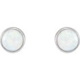thumbnail image 2 of FB Jewels Set 14k White Gold 5 mm Pair Polished Round Opal Earrings With Backs, 2 of 2