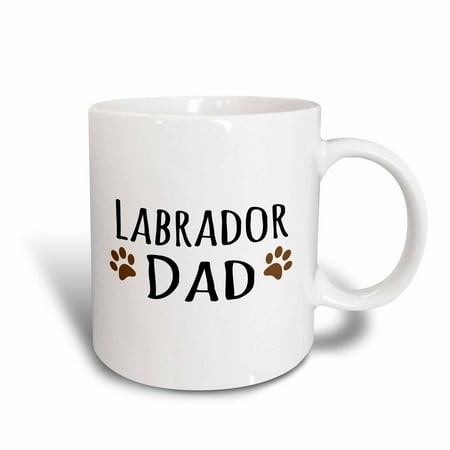 

3dRose Labrador Dog Dad - Lab Doggie by breed - brown muddy paw prints - doggy lover pet owner love - Ceramic Mug 15-ounce