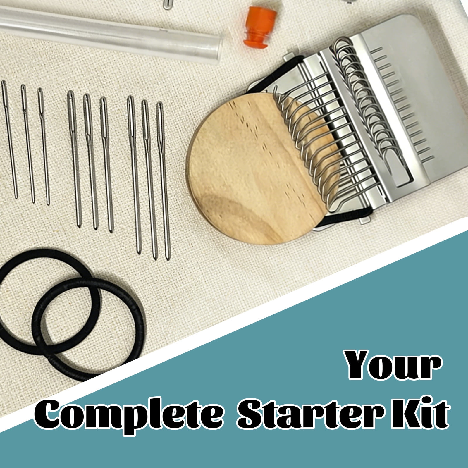 PatchMaker Kit, Loom Knitting Kit for Beginners, Mini Portable Patch Darning Loom Kit, Patchwork Weaving Tool Set for Quickly Sewing Repair, Sewing Craft Supplies (14/21/28/42 Hooks)