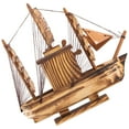thumbnail image 3 of Sailboat Model Wooden Sailing Ship Ornament Mediterranean Nautical Boat Model, 3 of 8