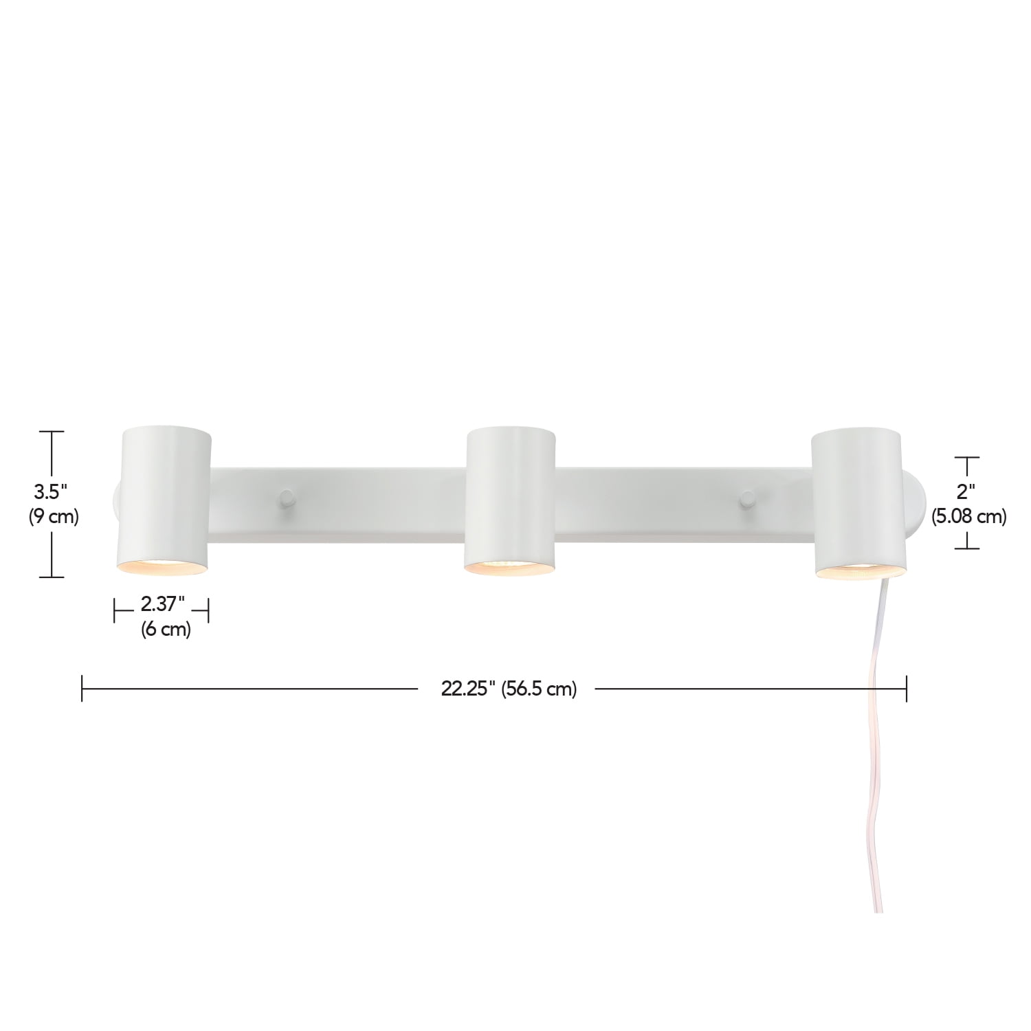 Globe Electric 22" 3-Light Matte White Plug-in Track Lighting