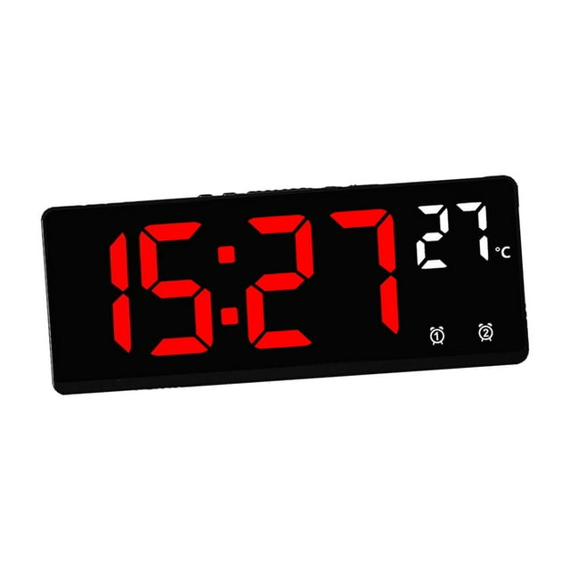 Reloj despertador digital LED electrónico de 12/24 horas con brillo ajustable para oficina número rojo