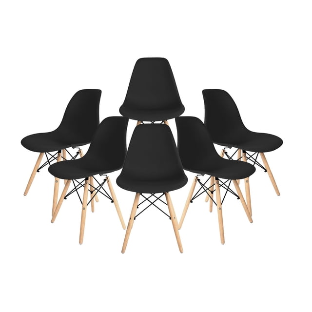 Set 6 Sillas Eames Estructura Modernas Silla Comedor negro Big Room HJSEKT000600