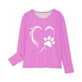 thumbnail image 3 of Holiday Outfits AJTQTH Lovely Dog Paw Heart Pattern Graphic T-Shirts for Kids Boys Girls Casual Long Sleeve Crewneck Pullover Sweatshirts Loose Oversized Baggy Shirts Pink 13-14 Years, 3 of 4