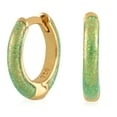 thumbnail image 3 of Gold Plated Mint Green with Glitter Enamel Huggie Hoop Earrings for Women, 3 of 4