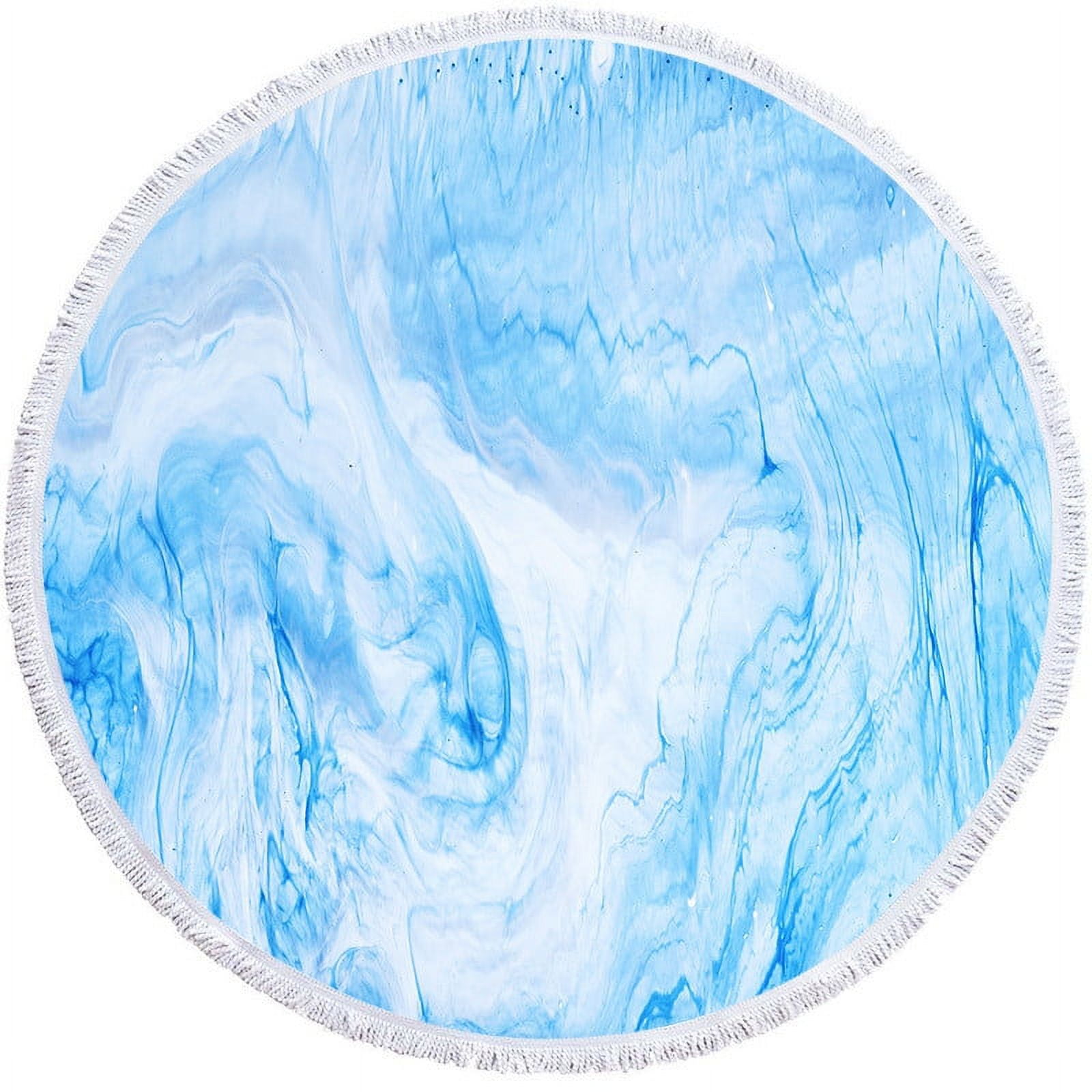 FastXmas Microfiber Round Beach Towel, 59" Quicksand Liquid Marble Print Beach Blanket with Tassels, Sand Free Lightweight Circle Bath Towels Quick Dry Water Absorbent Pool Towel Soft Picnic Mat