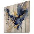 thumbnail image 2 of Designart "Strokes in Dark Blue and Gold IX" Fractals Print on Natural Pine Wood, 2 of 5