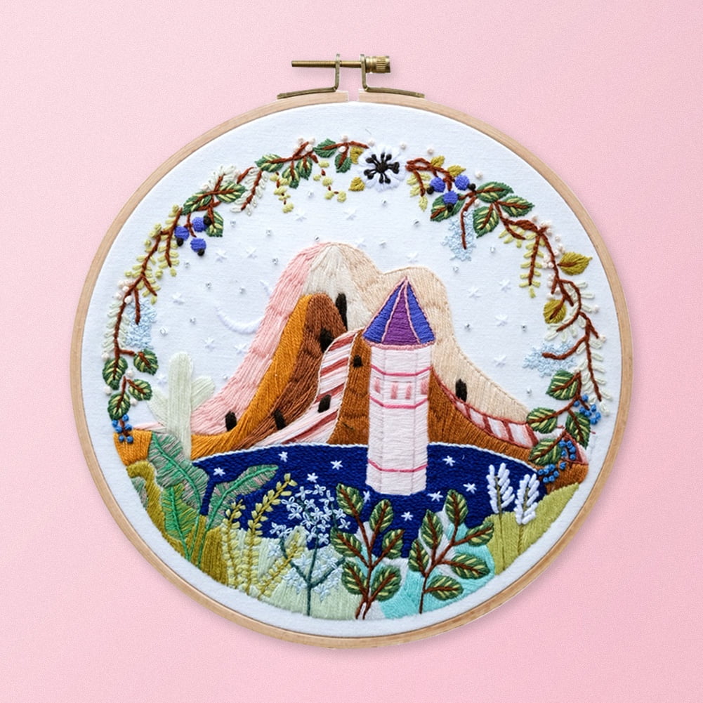 Mountain House Needlework Sets DIY Cross Stitch Kit Stamped Mountain House Landscape Embro 