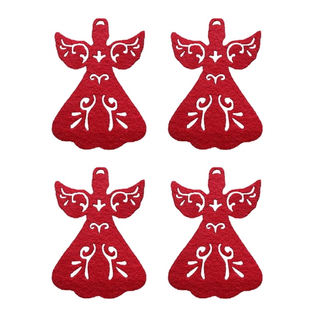 Cateissary Posavasos de Navidad de tela de 4 piezas, portátil, reutilizable, lavable, reemplazo temático de Navidad, portavasos decorativo, Kits de decoración para fiestas Rojo