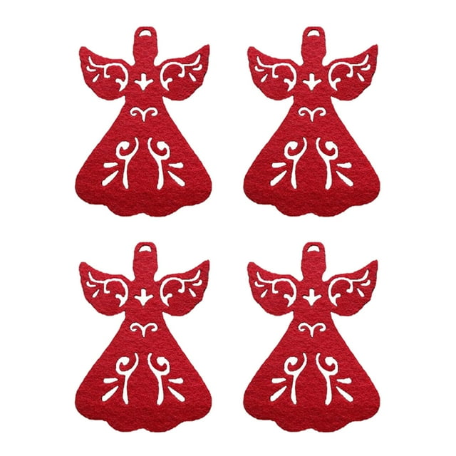 Toystoory Posavasos de Navidad de 4 piezas, portátil, lavable, de repuesto con temática de Navidad, para restaurante, cafetería, portavasos, Kits de decoración para fiestas Rojo