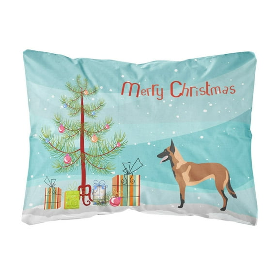 Carolines Treasures BB8494PW1216 Malinois Belgian Shepherd Christmas Canvas Fabric Decorative Pillow, 12H x16W,