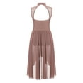 thumbnail image 2 of CHICTRY Kids Girls Modern Lyrical Dance Leotard Dress Hollow Back High-Low Hem Contemporary Dance Dress A Brown 10, 2 of 7
