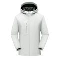 thumbnail image 2 of Rain Jacket Waterproofs Long Sleeve Zip Up Ski Jackets Lightweight Hooded Windbreaker Anorak Travel Hiking Outdoor Coats with Pockets White s, 2 of 8