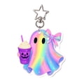 thumbnail image 2 of Bow Ghost Acrylic Hanging Charm 2D Flat Halloween Decor Pendant Multi Style For Backpack Christmas Tree Home Party Holiday Scene Ornament.F, 2 of 7