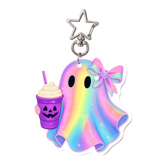 Trovenix Halloween Cute Ghost Acrylic Hanging Ornament 2D Flat Pendant Multi-Use Decor for Backpack Christmas Tree Party Favor