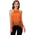 thumbnail image 1 of Body sin mangas con flecos para mujer, playera de una sola pieza Naranja M Naranja M Xishao ropa, 1 of 2