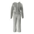 thumbnail image 2 of shoper Velour Tracksuit for Girls, Casual Velvet Lounge Sets 2 Piece Outfits Sweatsuit Zip Up Long Sleeve Crop Hoodies Elastic Drawstring Pants Baggy Athletic Clothing Sets Size 6-11, 2 of 6