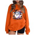 thumbnail image 2 of Pisexur Chandail en Molleton d'Halloween pour Femmes en Molleton Ample Automne Orange Manches Longues Col Rond Mode Citrouille Graphique Chandails en Molleton Chandails à Capuchon d'Halloween Chandail, 2 of 4