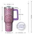 thumbnail image 3 of Leak Proof 40oz Boho Mandala Travel Tumbler with Handle, Flip Straw Lid and Straw – Vacuum Insulated Stainless Steel Mug Gift, 3 of 5