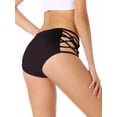 thumbnail image 6 of Women's Strappy Bikini Bottoms Mid Waisted Cutout Swimsuit Bottom Solid Vintage Swim Bottom, 6 of 6